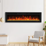Electric Fireplace in-Wall Recessed and Wall Mounted 750/1500W Fireplace Heater with Touch Screen/Timer/Multicolor Flames/Remote Control (Black)------only pick-up