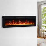 Electric Fireplace in-Wall Recessed and Wall Mounted 750/1500W Fireplace Heater with Touch Screen/Timer/Multicolor Flames/Remote Control (Black)------only pick-up