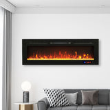 Electric Fireplace in-Wall Recessed and Wall Mounted 750/1500W Fireplace Heater with Touch Screen/Timer/Multicolor Flames/Remote Control (Black)------only pick-up