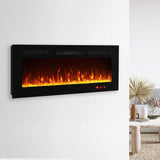 Electric Fireplace in-Wall Recessed and Wall Mounted 750/1500W Fireplace Heater with Touch Screen/Timer/Multicolor Flames/Remote Control (Black)------only pick-up