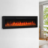 Electric Fireplace in-Wall Recessed and Wall Mounted 750/1500W Fireplace Heater with Touch Screen/Timer/Multicolor Flames/Remote Control (Black)------only pick-up