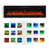 Electric Fireplace in-Wall Recessed and Wall Mounted 750/1500W Fireplace Heater with Touch Screen/Timer/Multicolor Flames/Remote Control (Black)------only pick-up