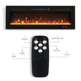 Electric Fireplace in-Wall Recessed and Wall Mounted 750/1500W Fireplace Heater with Touch Screen/Timer/Multicolor Flames/Remote Control (Black)------only pick-up